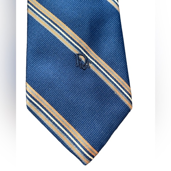🔥💙Vintage Christian Dior like new silk blend tie blue, tan, white. Preppy! - Picture 1 of 8